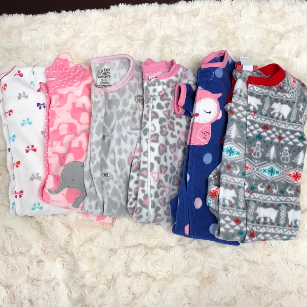 Pack of Baby Girl Fleece Footed Jammies